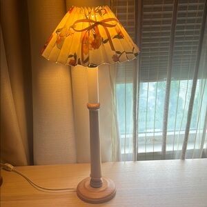 Vintage IKEA Elegant Pleated Shade Table Lamp with Natural Finish